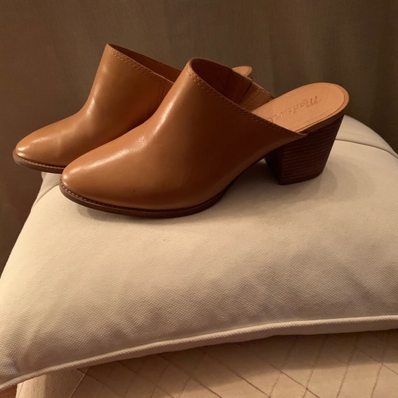 madewell harper mule amber brown